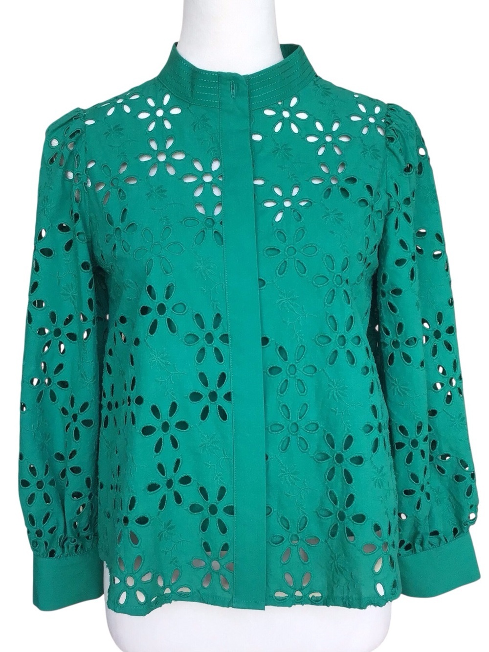 Wrap London Green Embroidered Eyelet Blouse